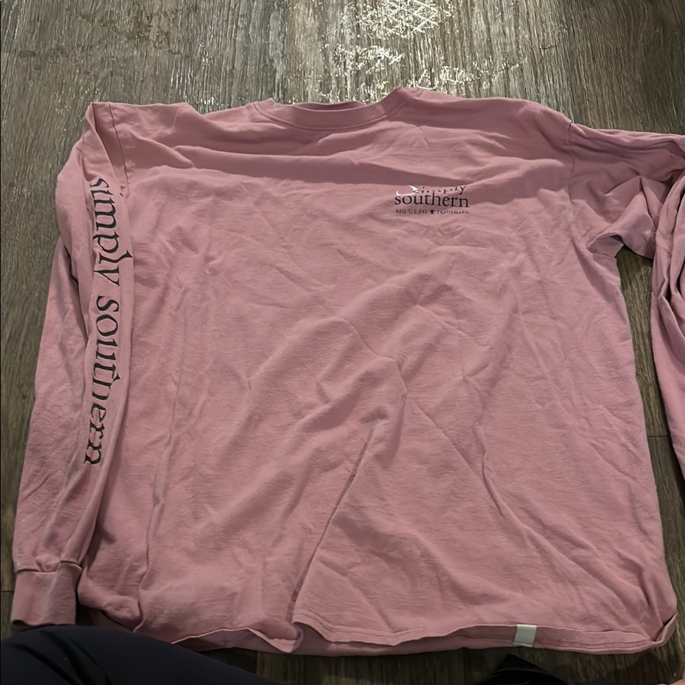 Simply Southern Pink Long Sleeve Tee with Graphic Sleeves